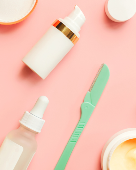 Dermaplaning tools and serums