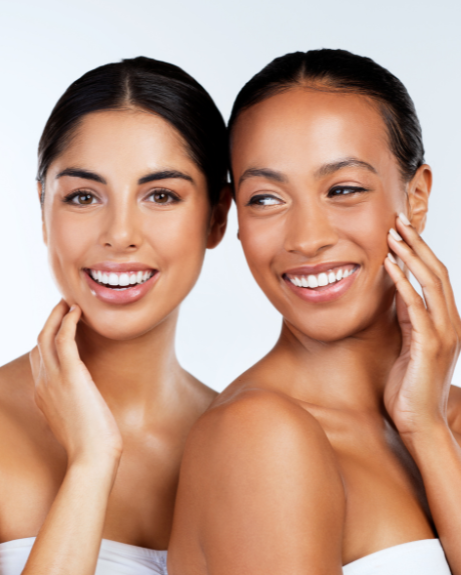 two women with radiant skin